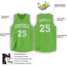 Load image into Gallery viewer, Custom Neon Green White V-Neck Basketball Jersey
