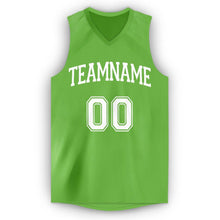 Load image into Gallery viewer, Custom Neon Green White V-Neck Basketball Jersey
