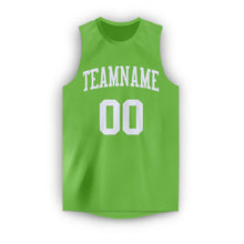 Load image into Gallery viewer, Custom Neon Green White Round Neck Basketball Jersey
