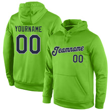 Load image into Gallery viewer, Custom Stitched Neon Green Navy-Gray Sports Pullover Sweatshirt Hoodie
