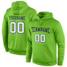 Load image into Gallery viewer, Custom Stitched Neon Green White-Navy Sports Pullover Sweatshirt Hoodie

