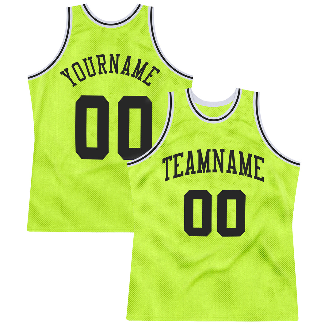 Creat Basketball Authentic Neon Green Black Throwback White Jersey –  FiitgCustom