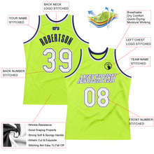 Load image into Gallery viewer, Custom Neon Green White-Navy Authentic Throwback Basketball Jersey
