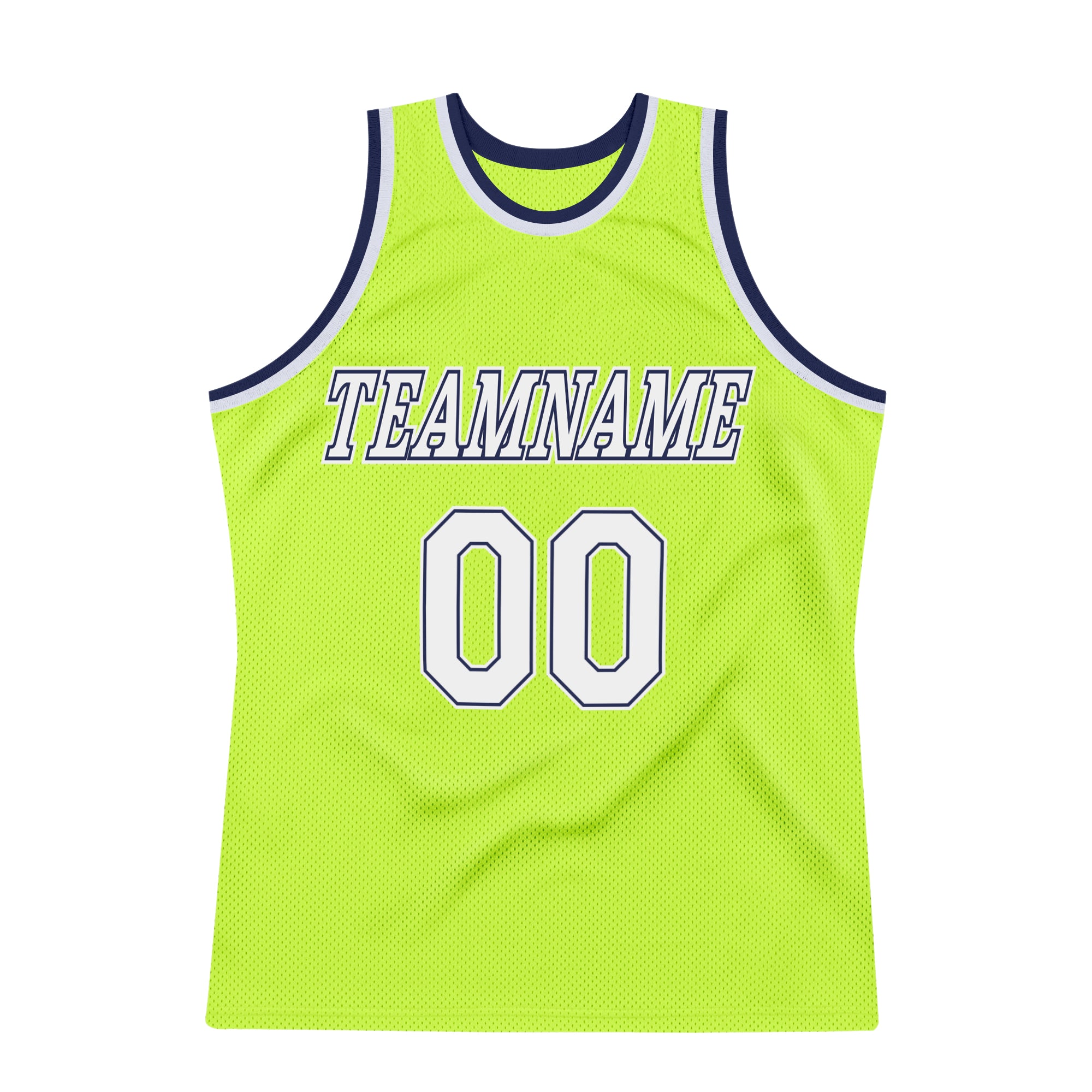 Creat Basketball Authentic Neon Green Black Throwback White Jersey