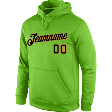 Custom Stitched Neon Green Black-Old Gold Sports Pullover Sweatshirt Hoodie