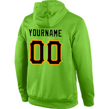 Load image into Gallery viewer, Custom Stitched Neon Green Black-Orange Sports Pullover Sweatshirt Hoodie

