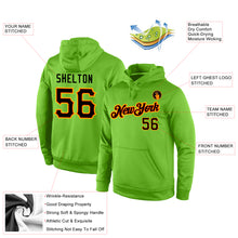 Load image into Gallery viewer, Custom Stitched Neon Green Black-Orange Sports Pullover Sweatshirt Hoodie
