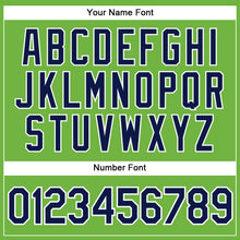 Load image into Gallery viewer, Custom Neon Green White Pinstripe Navy-White Authentic Basketball Jersey
