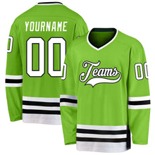 Load image into Gallery viewer, Custom Neon Green White-Black Hockey Jersey
