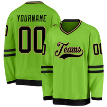 Load image into Gallery viewer, Custom Neon Green Black-Old Gold Hockey Jersey

