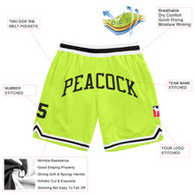 Load image into Gallery viewer, Custom Neon Green Black-White Authentic Throwback Basketball Shorts
