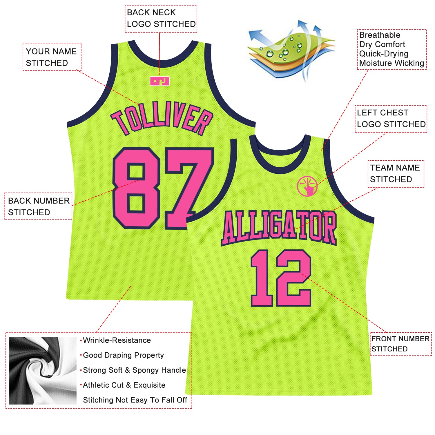 Custom Basketball Fashion Jersey Colorful Printed Personalized