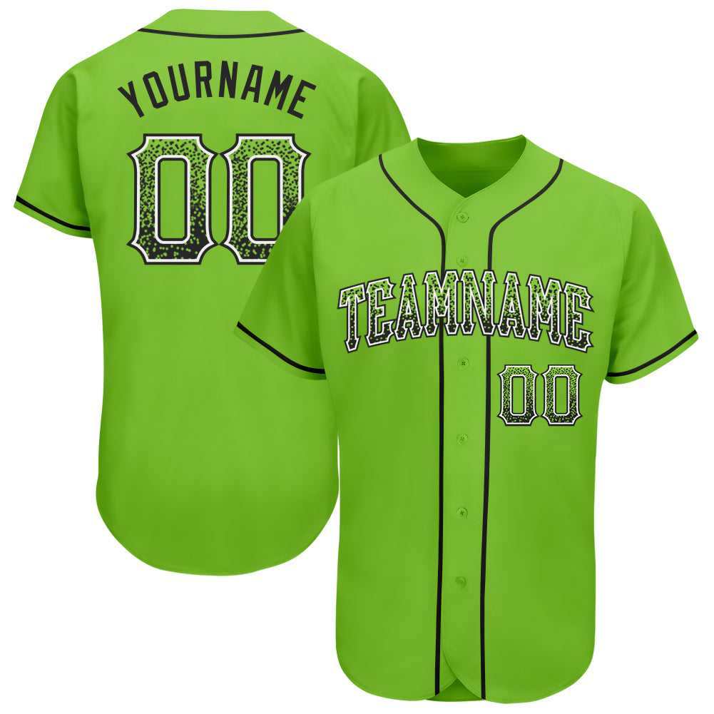 Custom Neon Green Black-White Authentic Drift Fashion Baseball Jersey