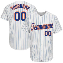 Load image into Gallery viewer, Custom White Royal Pinstripe Royal-Orange Baseball Jersey
