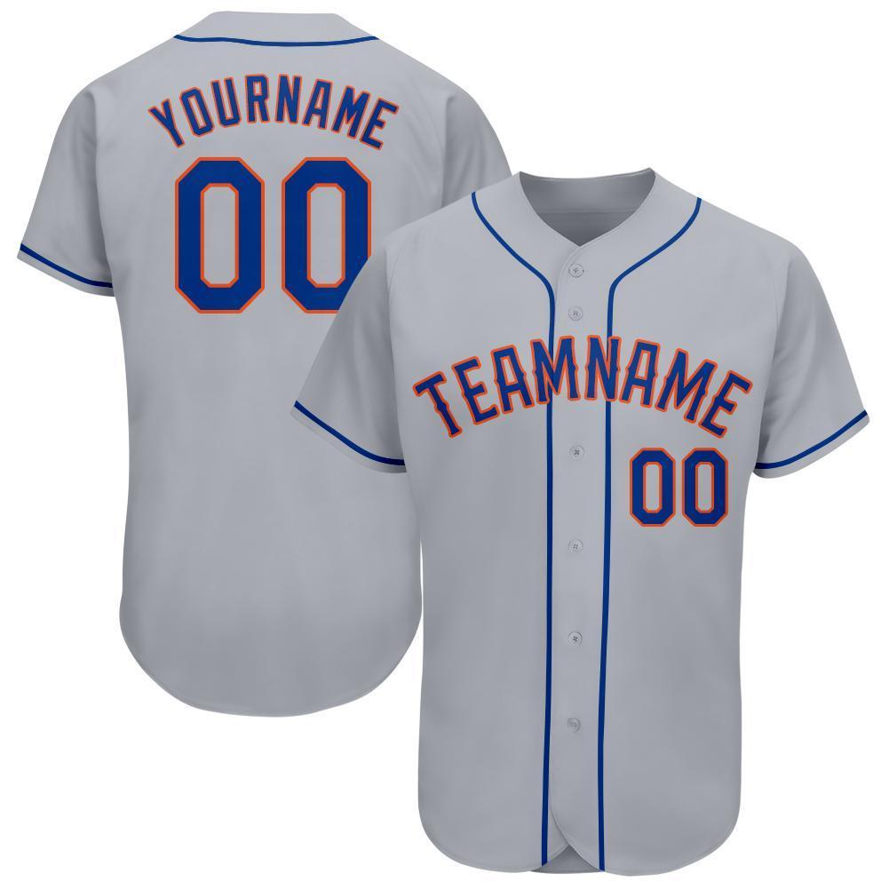 Custom Gray Royal-Orange Baseball Jersey