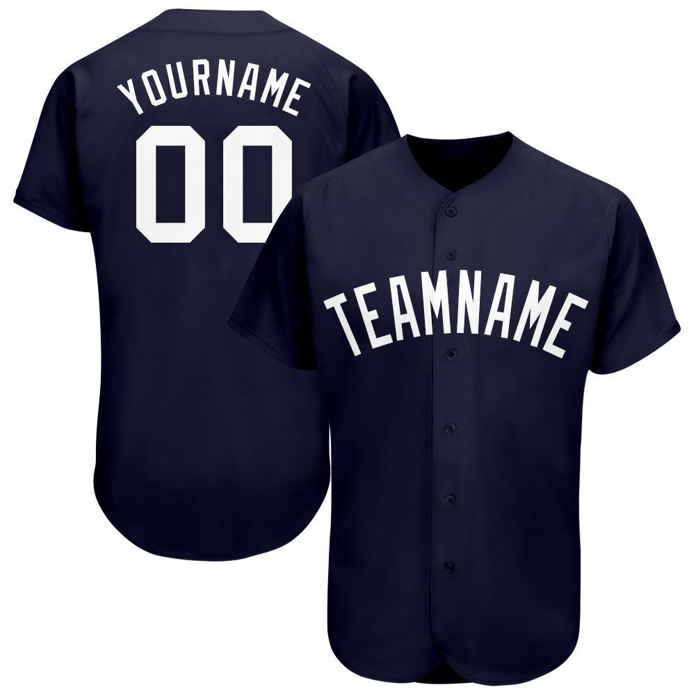 Custom Navy White Baseball Jersey