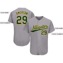 Load image into Gallery viewer, Custom Gray Green-Gold Baseball Jersey
