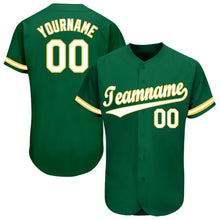 Load image into Gallery viewer, Custom Kelly Green White-Gold Baseball Jersey
