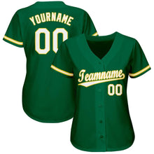 Load image into Gallery viewer, Custom Kelly Green White-Gold Baseball Jersey
