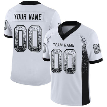 Custom White Black-Silver Mesh Drift Fashion Football Jersey