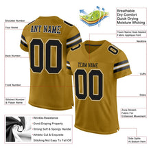 Load image into Gallery viewer, Custom Old Gold Black-White Mesh Authentic Football Jersey
