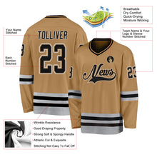 Load image into Gallery viewer, Custom Old Gold Black-Gray Hockey Jersey
