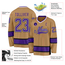 Load image into Gallery viewer, Custom Old Gold Purple-Black Hockey Jersey
