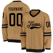Load image into Gallery viewer, Custom Old Gold Black Hockey Jersey
