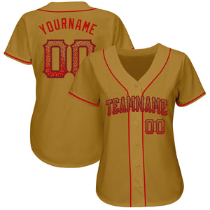 Custom Old Gold Red-Black Authentic Drift Fashion Baseball Jersey