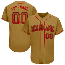 Load image into Gallery viewer, Custom Old Gold Red-Black Authentic Drift Fashion Baseball Jersey
