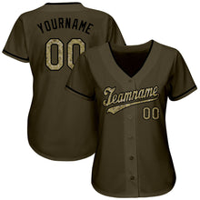Load image into Gallery viewer, Custom Olive Camo-Black Authentic Salute To Service Baseball Jersey
