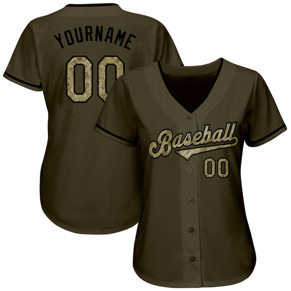 Creat Baseball Authentic Olive Camo Salute To Service Black Jersey