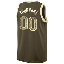 Load image into Gallery viewer, Custom Olive Camo-Cream Round Neck Rib-Knit Salute To Service Basketball Jersey
