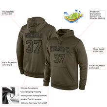 Load image into Gallery viewer, Custom Stitched Olive Olive-Black Sports Pullover Sweatshirt Salute To Service Hoodie
