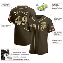 Load image into Gallery viewer, Custom Olive Camo-City Cream Authentic American Flag Fashion Salute To Service Baseball Jersey
