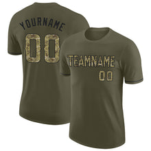 Load image into Gallery viewer, Custom Olive Camo-Black Performance Salute To Service T-Shirt
