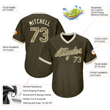Load image into Gallery viewer, Custom Olive Camo-Cream Authentic Throwback Rib-Knit Salute To Service Baseball Jersey Shirt
