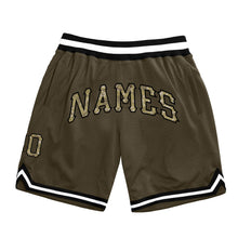 Load image into Gallery viewer, Custom Olive Camo-Black Authentic Throwback Salute To Service Basketball Shorts
