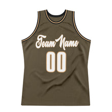 Load image into Gallery viewer, Custom Olive White-Old Gold Authentic Throwback Salute To Service Basketball Jersey
