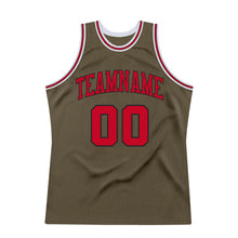 Load image into Gallery viewer, Custom Olive Red-Black Authentic Throwback Salute To Service Basketball Jersey
