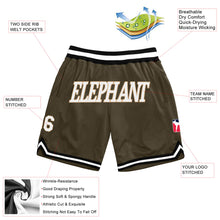Load image into Gallery viewer, Custom Olive White-Black Authentic Throwback Salute To Service Basketball Shorts
