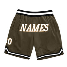 Load image into Gallery viewer, Custom Olive White-Black Authentic Throwback Salute To Service Basketball Shorts
