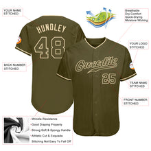 Load image into Gallery viewer, Custom Olive Olive-Cream Authentic Salute To Service Baseball Jersey
