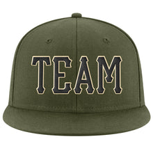 Load image into Gallery viewer, Custom Olive Black-Cream Stitched Adjustable Snapback Salute To Service Hat
