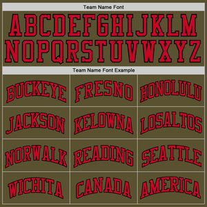 Custom Olive Red-Black Authentic Salute To Service Baseball Jersey