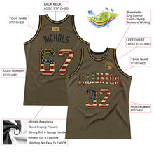 Load image into Gallery viewer, Custom Olive Vintage USA Flag-Black Authentic Throwback Salute To Service Basketball Jersey
