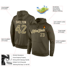 Load image into Gallery viewer, Custom Stitched Olive Camo-Cream Sports Pullover Sweatshirt Salute To Service Hoodie

