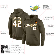 Load image into Gallery viewer, Custom Stitched Olive White-Old Gold Sports Pullover Sweatshirt Salute To Service Hoodie
