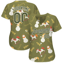 Load image into Gallery viewer, Custom Olive Olive-White Christmas 3D Authentic Salute To Service Baseball Jersey
