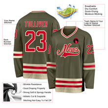 Load image into Gallery viewer, Custom Olive Red-Cream Salute To Service Hockey Jersey
